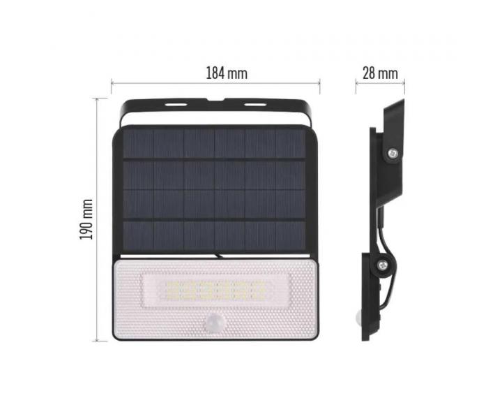 Solrny LED reflektor s pohybovm senzorom Emos Solo ZG122S, IP54, 1600 lm, ierny - neutrln biela