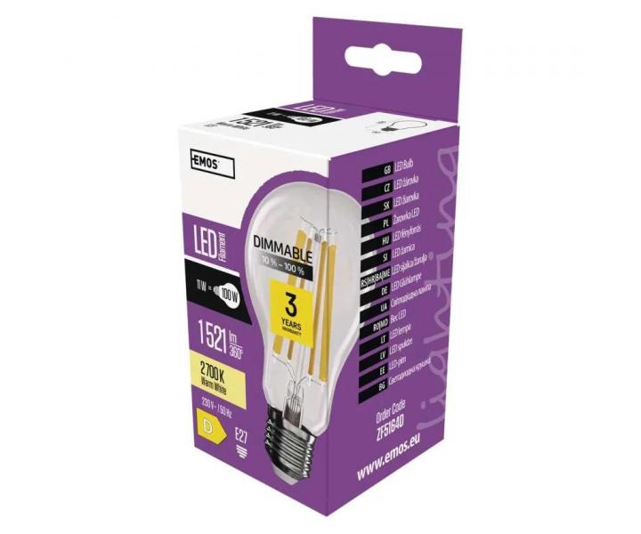 LED iarovka Emos Filament A60 ZF5164D, E27, 11 W (100 W), tepl biela - stmievaten