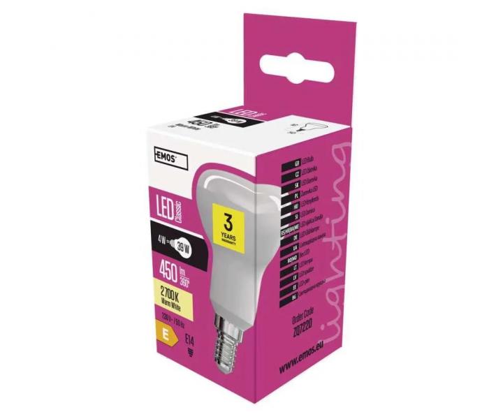 LED iarovka Emos Classic R50 ZQ7220, E14, 4 W (39 W), tepl biela