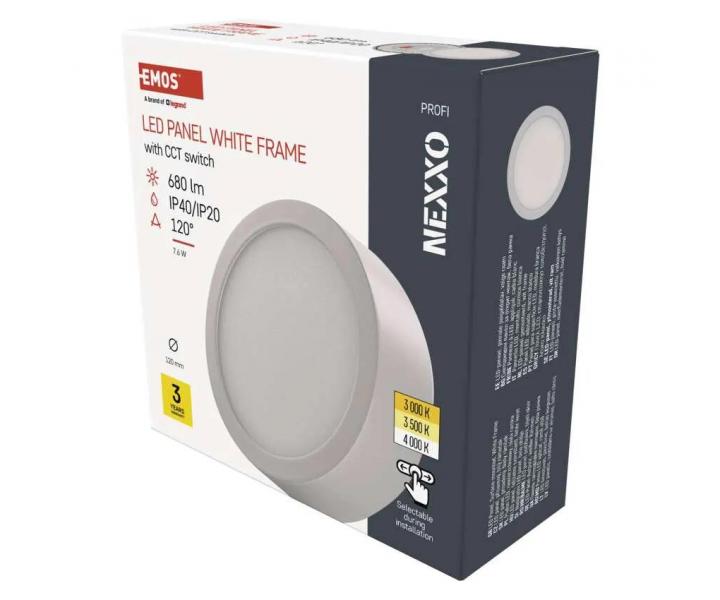 Kruhov prisaden LED svietidlo Emos Nexxo ZM5123, biele, 12 cm, 7,6 W - so zmenou CCT