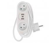 Predlovac kbel Emos P0211E, 2x zsuvka, 2x USB-A, 1x USB-C, biely, 1,4 m