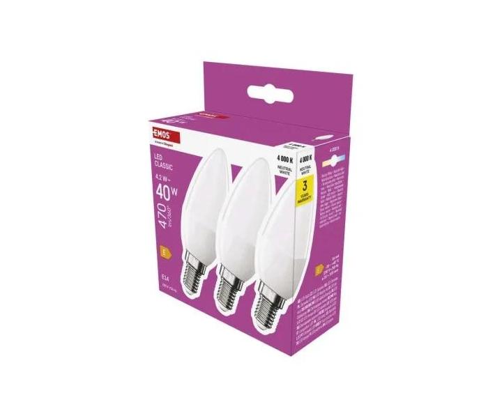 LED iarovka svieka Emos Classic, E14, 4,2 W (40 W), neutrln biela - 1 ks