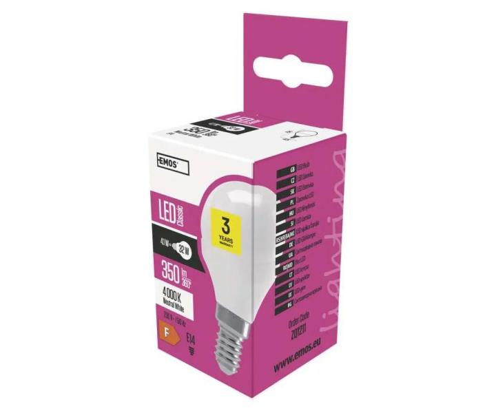 LED iarovka Emos Classic ZQ1211, E14, 4,1 W (32 W), neutrln biela