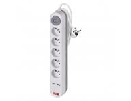 Predlovac kbel Emos P1513PD, 5x zsuvka, 1x USB-A, 1x USB-C, biely, 3 m