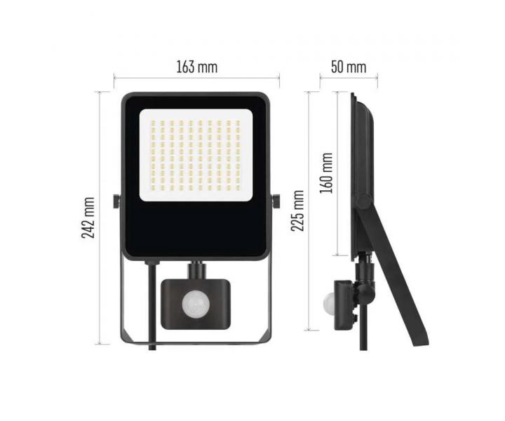 LED reflektor s pohybovm idlem Emos Visio ZS2943, IP54, 50 W, ierny, neutrln biela